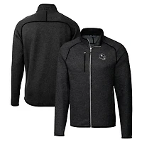 Men's Cutter & Buck  Heather Charcoal Pittsburgh Steelers Helmet Mainsail Sweater-Knit Full-Zip Jacket
