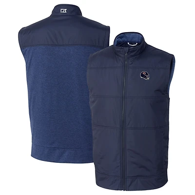 Men's Cutter & Buck  Navy Chicago Bears Helmet Stealth Hybrid Quilted Windbreaker Full-Zip Vest