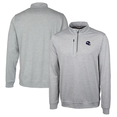 Men's Cutter & Buck  Silver Minnesota Vikings Helmet Stealth Heathered Quarter-Zip Pullover Top