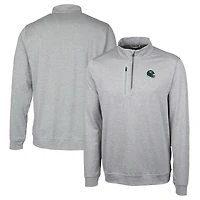 Men's Cutter & Buck  Silver New York Jets Helmet Stealth Heathered Quarter-Zip Pullover Top