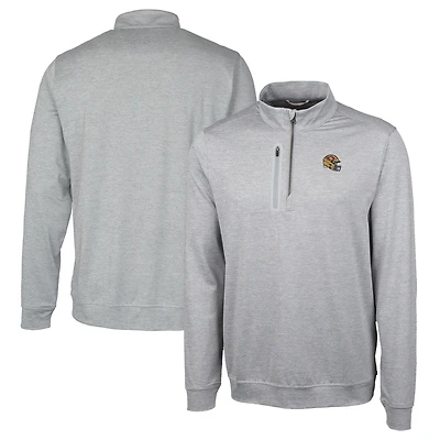 Men's Cutter & Buck  Silver San Francisco 49ers Helmet Stealth Heathered Quarter-Zip Pullover Top