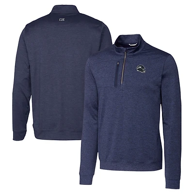 Men's Cutter & Buck  Navy Seattle Seahawks Helmet Stealth Heathered Quarter-Zip Pullover Top