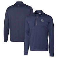 Men's Cutter & Buck  Navy New England Patriots Helmet Stealth Heathered Quarter-Zip Pullover Top