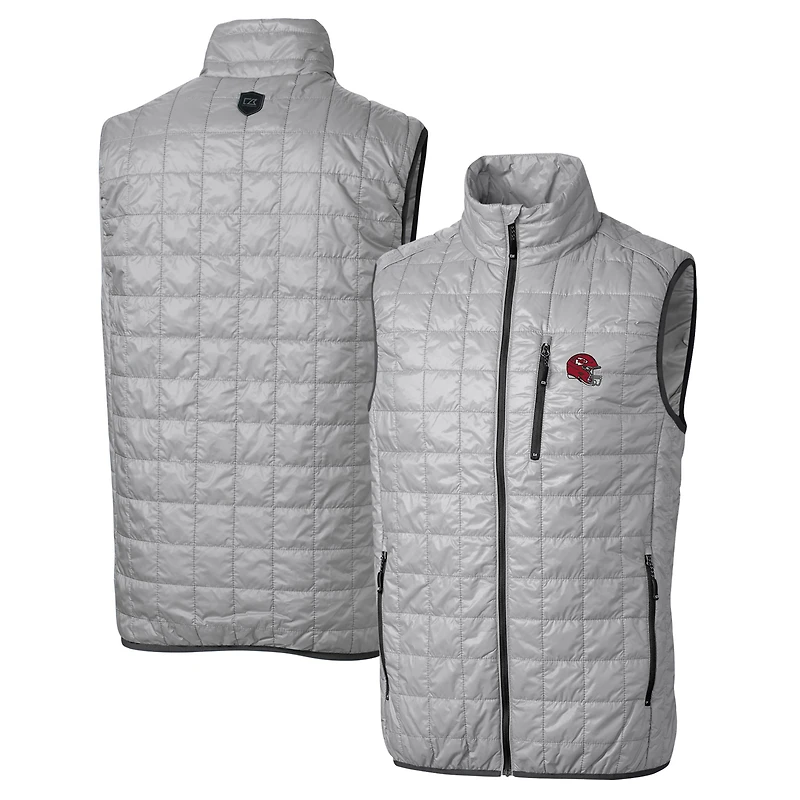 Men's Cutter & Buck  Silver Kansas City Chiefs Helmet Rainier PrimaLoft Eco Insulated Full-Zip Puffer Vest