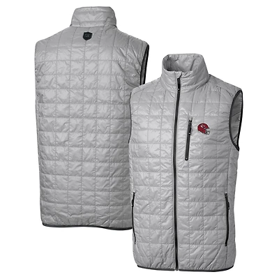 Men's Cutter & Buck  Silver Kansas City Chiefs Helmet Rainier PrimaLoft Eco Insulated Full-Zip Puffer Vest