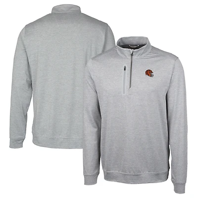 Men's Cutter & Buck  Silver Cincinnati Bengals Helmet Stealth Heathered Quarter-Zip Pullover Top
