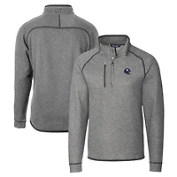 Men's Cutter & Buck  Silver New York Giants Helmet Mainsail Sweater-Knit Half-Zip Pullover Jacket