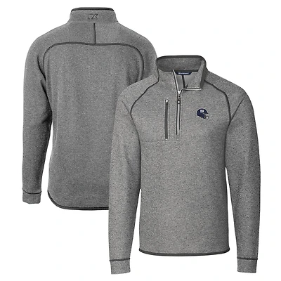Men's Cutter & Buck  Silver New York Giants Helmet Mainsail Sweater-Knit Half-Zip Pullover Jacket