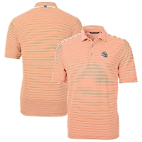 Men's Cutter & Buck  Orange Miami Dolphins Helmet Virtue Eco Pique Stripe Recycled Polo