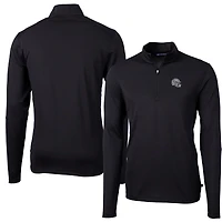 Men's Cutter & Buck  Black Las Vegas Raiders Helmet Virtue Eco Pique Recycled Quarter-Zip Pullover Top