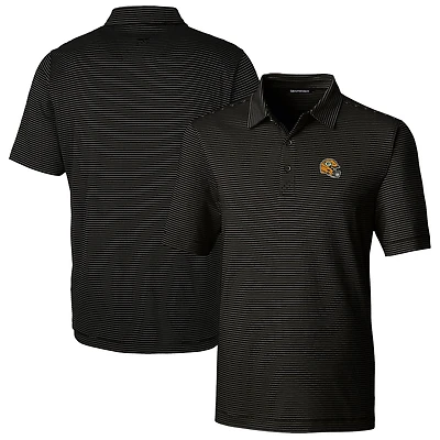 Men's Cutter & Buck  Black Green Bay Packers Helmet Forge Pencil Stripe Stretch Polo