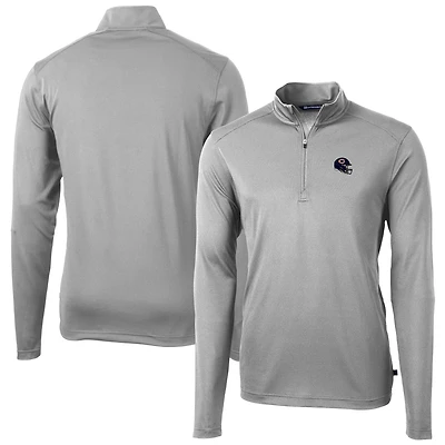 Men's Cutter & Buck  Silver Chicago Bears Helmet Virtue Eco Pique Recycled Quarter-Zip Pullover Top