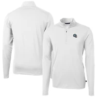 Men's Cutter & Buck  White Detroit Lions Helmet Virtue Eco Pique Recycled Quarter-Zip Pullover Top