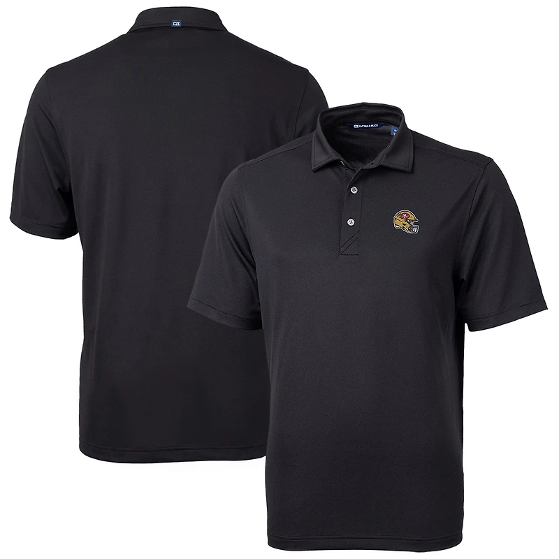 Men's Cutter & Buck  Black San Francisco 49ers Helmet Virtue Eco Pique Recycled Polo