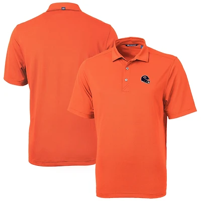 Men's Cutter & Buck  Orange Chicago Bears Helmet Virtue Eco Pique Recycled Polo