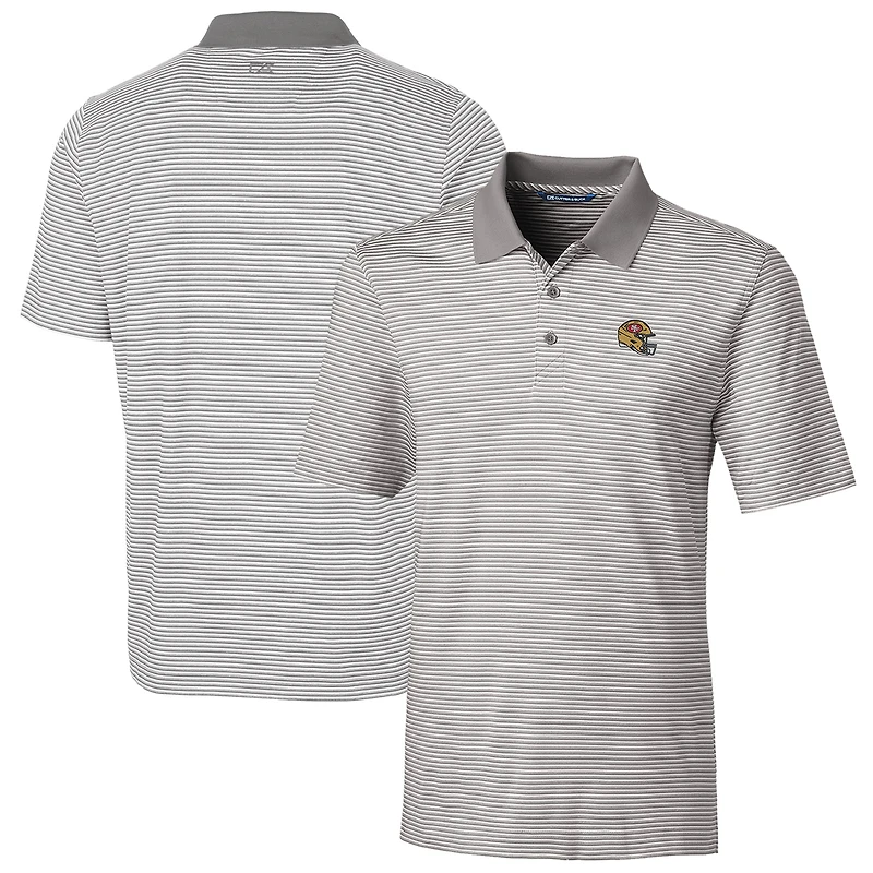 Men's Cutter & Buck  Silver San Francisco 49ers Helmet Forge Tonal Stripe Stretch Polo