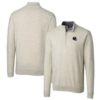 Men's Cutter & Buck  Oatmeal Chicago Bears Helmet Lakemont Tri-Blend Quarter-Zip Pullover Sweater
