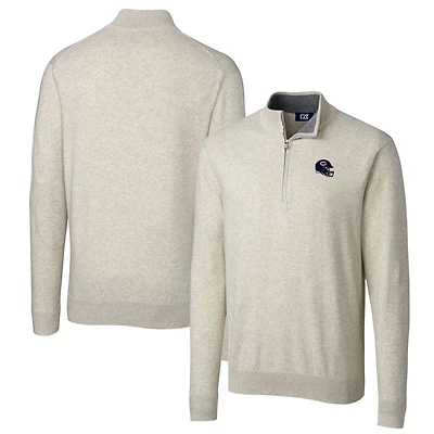 Men's Cutter & Buck  Oatmeal Chicago Bears Helmet Lakemont Tri-Blend Quarter-Zip Pullover Sweater