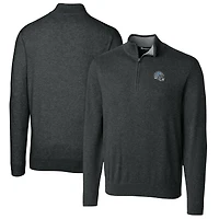 Men's Cutter & Buck  Charcoal Detroit Lions Helmet Lakemont Tri-Blend Quarter-Zip Pullover Sweater
