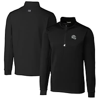 Men's Cutter & Buck  Black Las Vegas Raiders Helmet Traverse Stretch Quarter-Zip Pullover Top