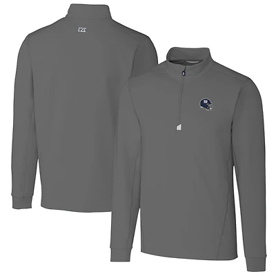 Men's Cutter & Buck  Gray New York Giants Helmet Traverse Stretch Quarter-Zip Pullover Top