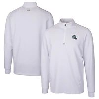 Men's Cutter & Buck  White Detroit Lions Helmet Traverse Stretch Quarter-Zip Pullover Top