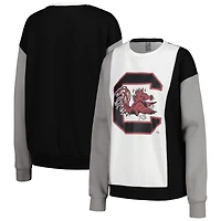 Women's Gameday Couture White/Black South Carolina Gamecocks Vertical Color-Block Pullover Sweatshirt