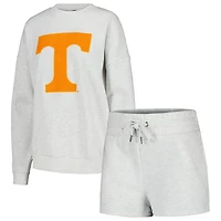 Women's Gameday Couture Ash Tennessee Volunteers Team Effort Pullover Sweatshirt & Shorts Sleep Set