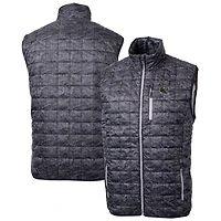 Men's Cutter & Buck  Black Baltimore Ravens Helmet Rainier PrimaLoft Eco Insulated Printed Full-Zip Puffer Vest