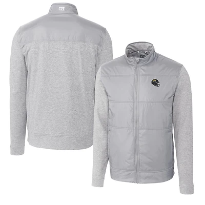 Men's Cutter & Buck  Silver Jacksonville Jaguars Helmet Stealth Hybrid Quilted Full-Zip Windbreaker Jacket
