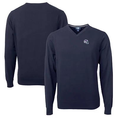 Men's Cutter & Buck  Navy Buffalo Bills Helmet Lakemont Tri-Blend V-Neck Pullover Sweater