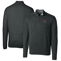 Men's Cutter & Buck  Charcoal Washington Commanders Helmet Lakemont Tri-Blend Quarter-Zip Pullover Sweater