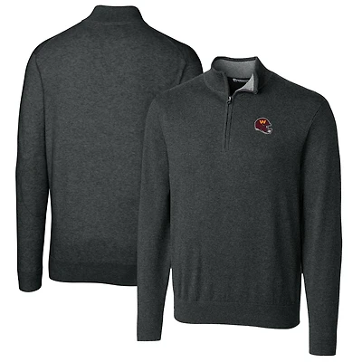 Men's Cutter & Buck  Charcoal Washington Commanders Helmet Lakemont Tri-Blend Quarter-Zip Pullover Sweater