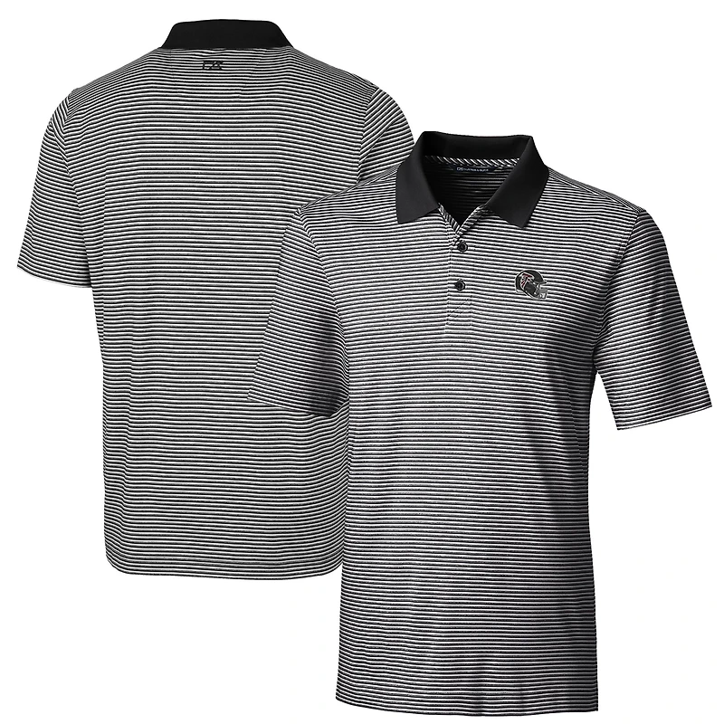 Men's Cutter & Buck Black Atlanta Falcons Helmet Forge Tonal Stripe Stretch Polo