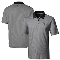 Men's Cutter & Buck  Black Atlanta Falcons Helmet Forge Tonal Stripe Stretch Polo