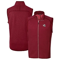 Men's Cutter & Buck  Red Arizona Cardinals Helmet Mainsail Sweater Knit Fleece Full-Zip Vest
