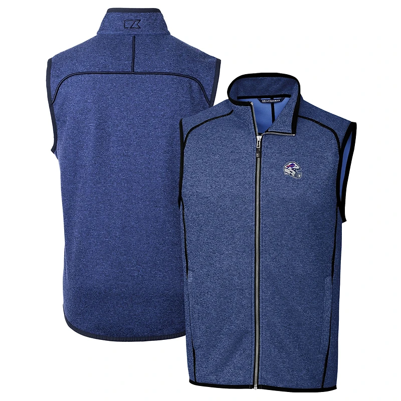 Men's Cutter & Buck  Blue Buffalo Bills Helmet Mainsail Sweater Knit Fleece Full-Zip Vest