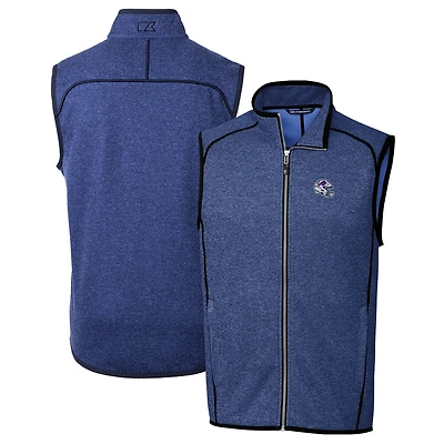 Men's Cutter & Buck  Blue Buffalo Bills Helmet Mainsail Sweater Knit Fleece Full-Zip Vest