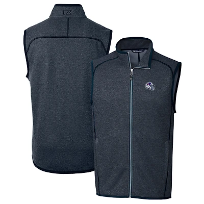 Men's Cutter & Buck  Navy Buffalo Bills Helmet Mainsail Sweater Knit Fleece Full-Zip Vest