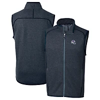 Men's Cutter & Buck  Navy Buffalo Bills Helmet Mainsail Sweater Knit Fleece Full-Zip Vest