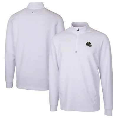 Men's Cutter & Buck  White Jacksonville Jaguars Helmet Traverse Stretch Quarter-Zip Pullover Top