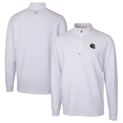 Men's Cutter & Buck  White Baltimore Ravens Helmet Traverse Stretch Quarter-Zip Pullover Top