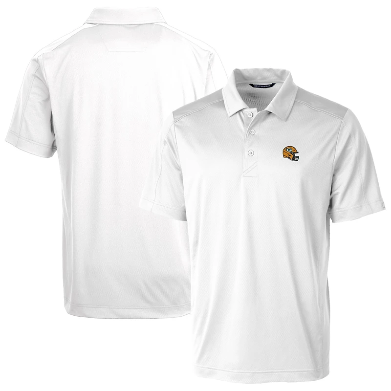 Men's Cutter & Buck  White Green Bay Packers Helmet Prospect Textured Stretch Polo