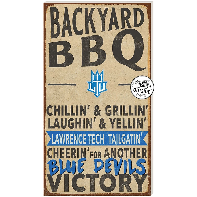 Lawrence Technological University Blue Devils 11'' x 20'' Indoor/Outdoor BBQ Sign