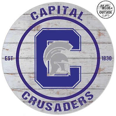 Capital University Comets 20'' Indoor/Outdoor Weathered Circle Sign