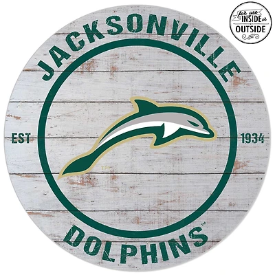 JU Dolphins 20'' Indoor/Outdoor Weathered Circle Sign
