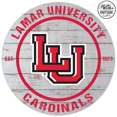 Lamar Cardinals 20'' Indoor/Outdoor Weathered Circle Sign