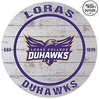 Loras College Duhawks 20'' Indoor/Outdoor Weathered Circle Sign