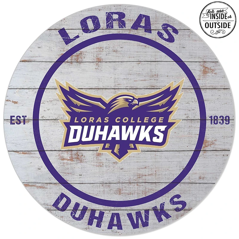 Loras College Duhawks 20'' Indoor/Outdoor Weathered Circle Sign