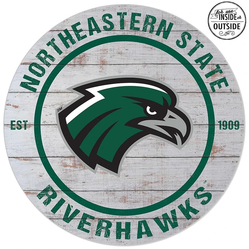 Northeastern State Riverhawks 20'' Indoor/Outdoor Weathered Circle Sign